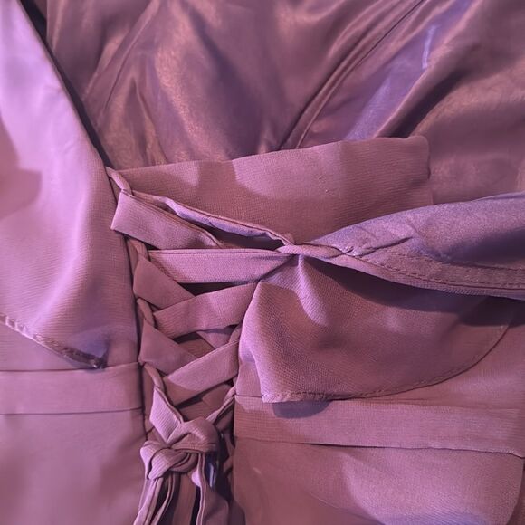 Women’s Purple Flutter Sleeve Full Length Bridesmaid Dress Corset Back Size 10 - Picture 12 of 13